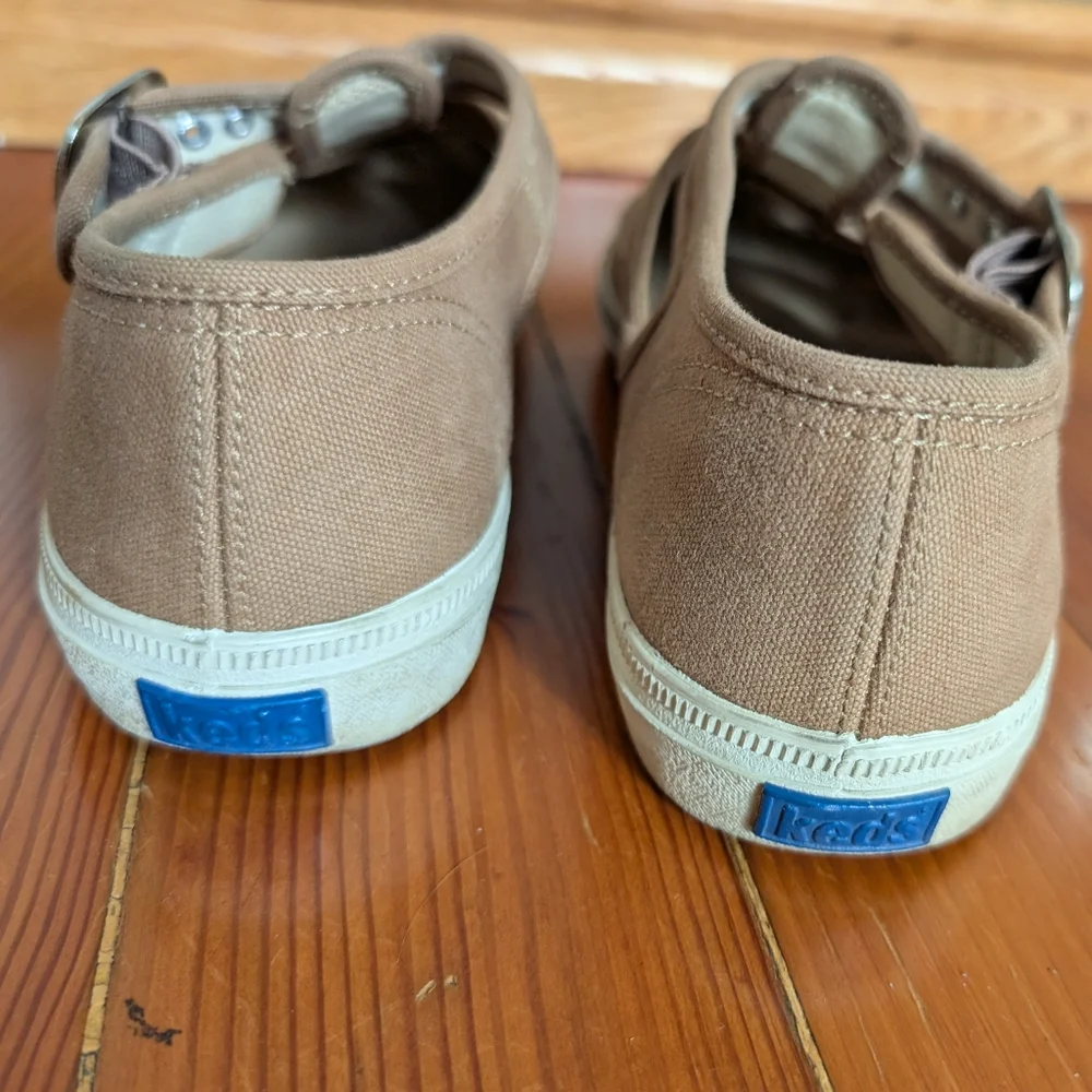 Keds Woven Canvas Sneakers - Women's 8.5 - fisherman basket weave buckle tan